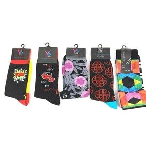 5 Pack Yo Sox Graphic Print Men's Crew Socks Novelty Dress Casual Size 7-12